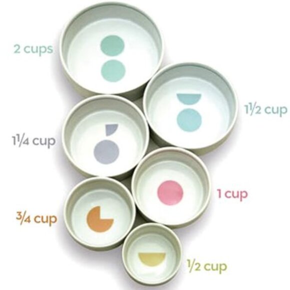 Mesu Nesting Measuring Bowls for Portion Control, White Pearl, Complete Set of 6 - Picture 2 of 8